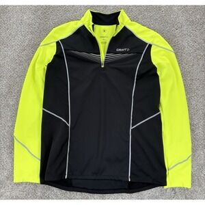 Craft Performance BR Pullover Mens XXL Black Volt Yellow Thermal /4 Zip Bike Run